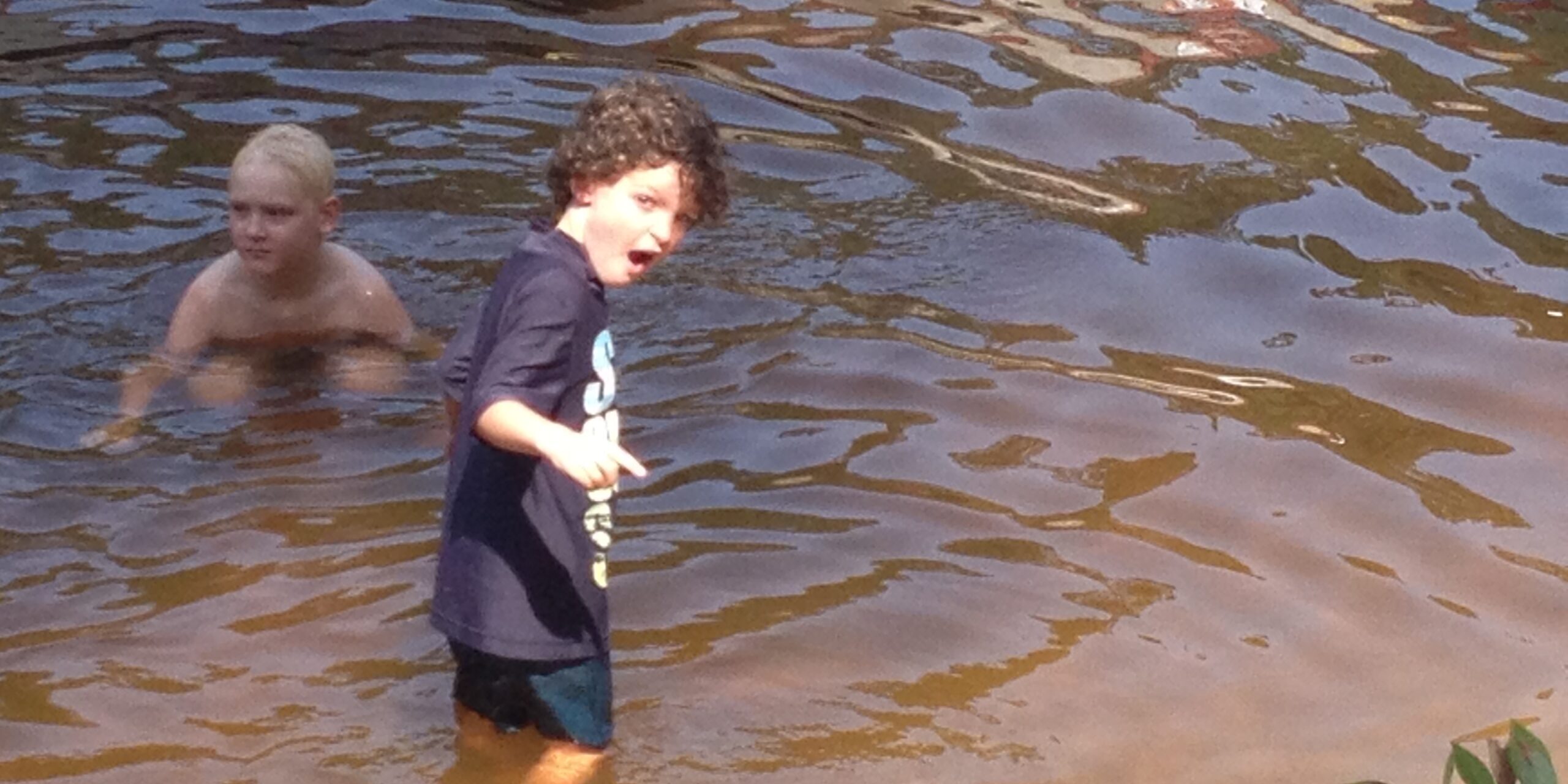 Children playing in the water during a sunny day.
